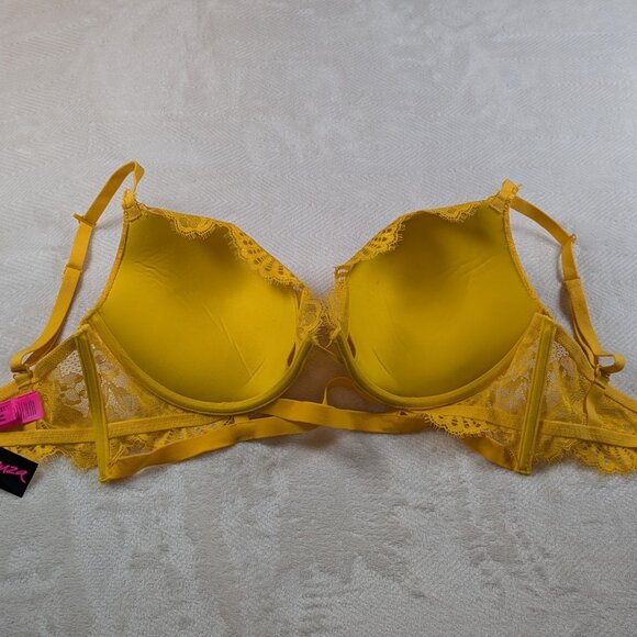 La Senza Beyond Sexy Ultimate Plunge Bra 36DD Yellow Lace Underwire - Picture 3 of 8